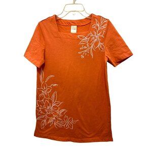 Women's Size Small BLAIR Cotton Oversized Tunic Dress Orange Floral